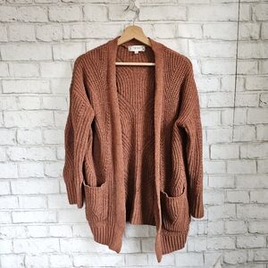 PINK ROSE Chenille Rosewood Cardigan, S